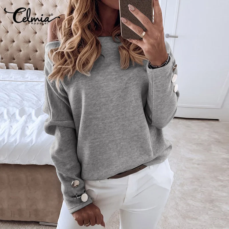 Celmia Women Long Sleeve Sweater 2021 Autumn Fashion Off Shoulder Jumpers Elegant Lady Casual Loose Pullover T Shirt Streetwear
Celmia Women Long Sleeve Sweater 2021 Autumn Fashion Off Shoulder Jumpers Elegant Lady Casual Loose Pullover T Shirt Streetwear