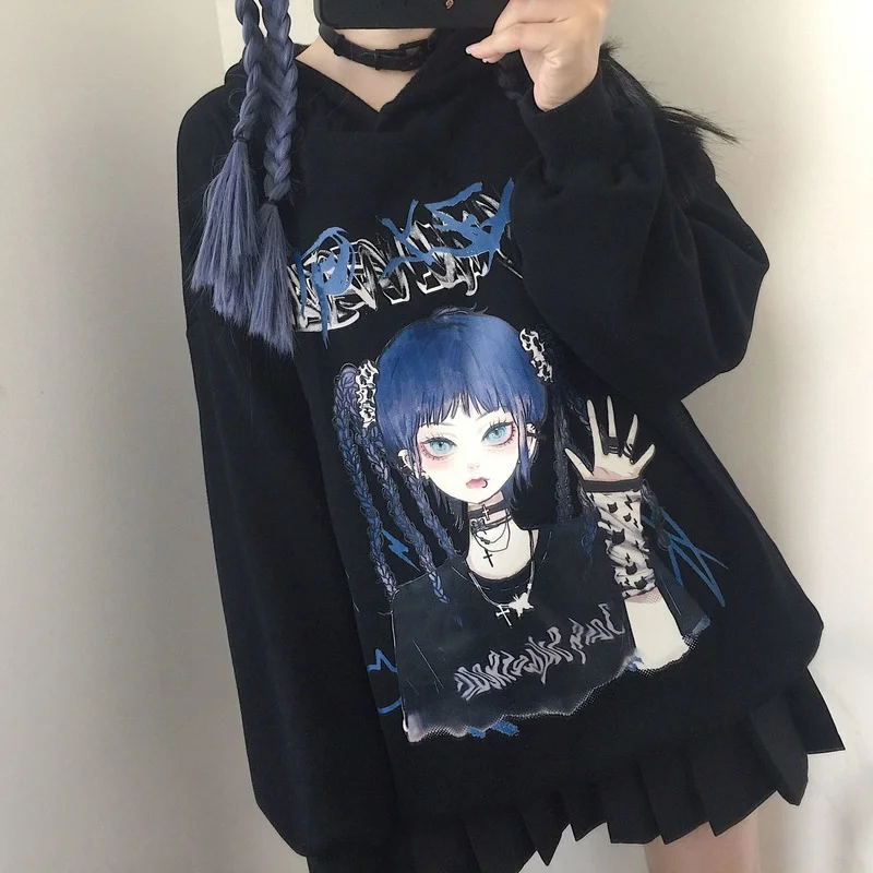 2HOUZHOU Gothic Anime Hoodies Women Harajuku Hip Hop Japanese Streetwear E Girl Grunge Goth Sweatshirt Oversize Black Hooded
2HOUZHOU Gothic Anime Hoodies Women Harajuku Hip Hop Japanese Streetwear E Girl Grunge Goth Sweatshirt Oversize Black Hooded