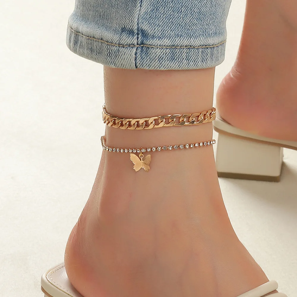 Fashion Punk Charm Cuban Chain Butterfly Bracelet on The Leg Boho Aesthetic Tennis Chain Anklet Sandals Summer Jewelry for Women
Fashion Punk Charm Cuban Chain Butterfly Bracelet on The Leg Boho Aesthetic Tennis Chain Anklet Sandals Summer Jewelry for Women