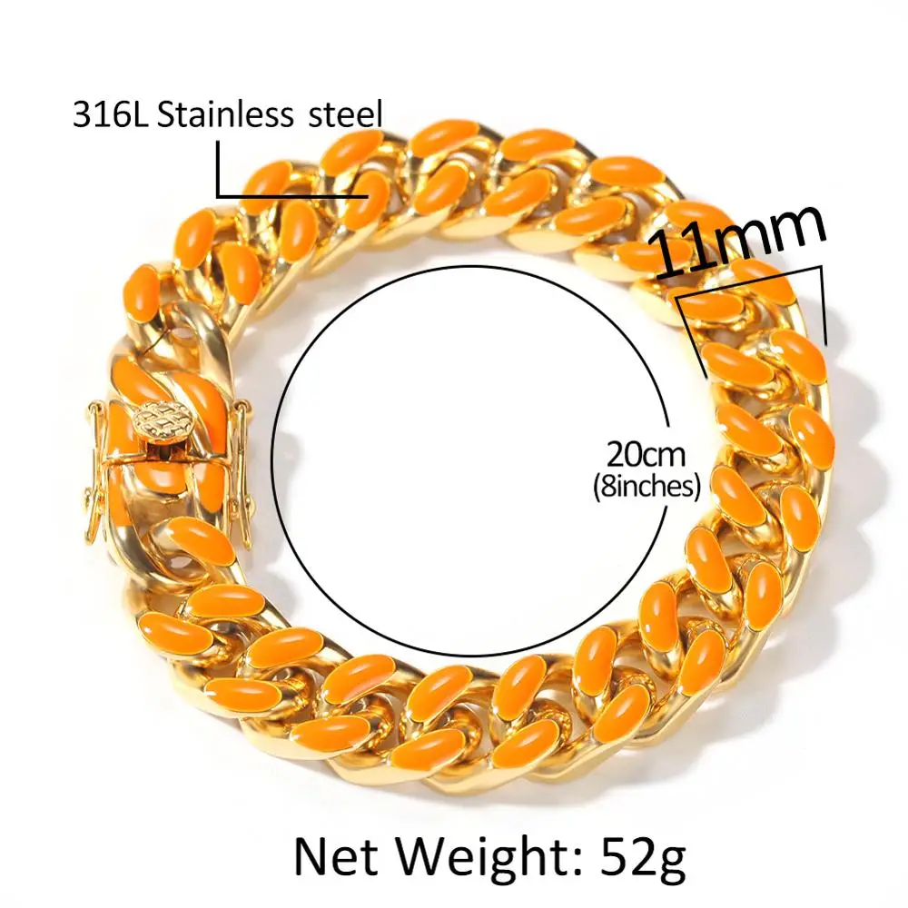 UWIN 11mm Stainless Steel Women Men 316L Colorful Bracelet Heavy Miami Hiphop Cuban Link Bracelets Fashion Jewelry
UWIN 11mm Stainless Steel Women Men 316L Colorful Bracelet Heavy Miami Hiphop Cuban Link Bracelets Fashion Jewelry