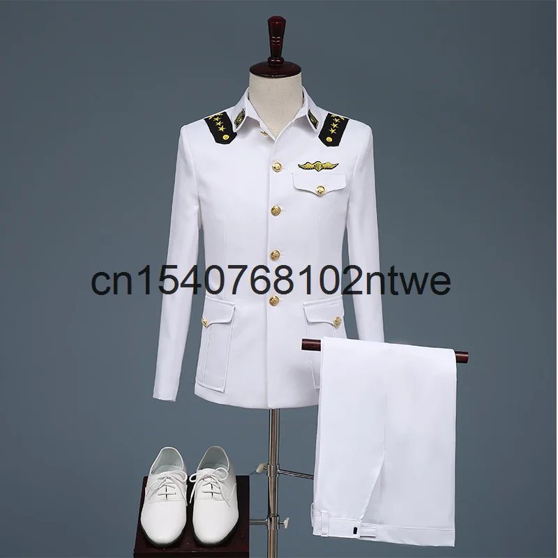 Performance dress men's 2021 New Navy Uniform suit fake pocket performance dress chorus dress white military trousers
Performance dress men's 2021 New Navy Uniform suit fake pocket performance dress chorus dress white military trousers