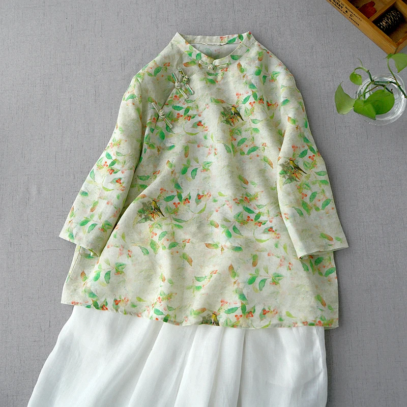 Spring Summer Women Loose Plus Size Chinese Style Buttons Print Comfortable Water Washed Thin Ramie Tops Shirts/Blouse
Spring Summer Women Loose Plus Size Chinese Style Buttons Print Comfortable Water Washed Thin Ramie Tops Shirts/Blouse