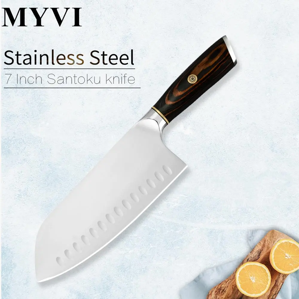 MYVI нож Santoku из нержавеющей стали 7 5 дюймов 5Cr15 стальной кухонный высокого класса