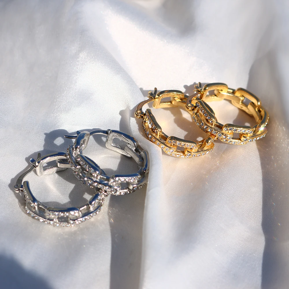 Waterproof Non Tarnish Women Jewelry Stainless Steel Chain Zircon Earring Silver Gold Color Hollow Out Earring for Women Girls
Waterproof Non Tarnish Women Jewelry Stainless Steel Chain Zircon Earring Silver Gold Color Hollow Out Earring for Women Girls