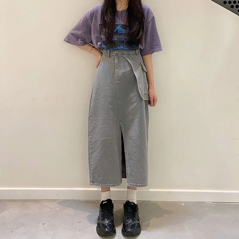 SML irregular Long Denim Skirt 2020 korean style High Waist Midi Skirts Women side pocket Jean Skirt Style Saia Jeans (X1498
SML irregular Long Denim Skirt 2020 korean style High Waist Midi Skirts Women side pocket Jean Skirt Style Saia Jeans (X1498