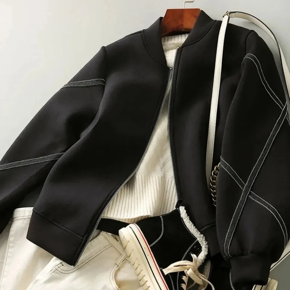 2022 Spring Autumn Women Casual Baseball Coat Basic Black Bomber Jackets Women Jacket Korean Elegant Office Ladies Top Outwear
2022 Spring Autumn Women Casual Baseball Coat Basic Black Bomber Jackets Women Jacket Korean Elegant Office Ladies Top Outwear