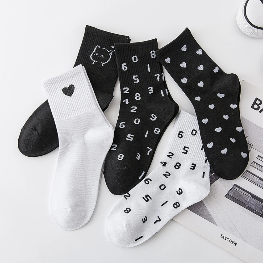 10 Pairs Women's Long Socks Set White Black Figure Heart Kawaii Socks Fashion Chaussettes Mujer Sox Ladies Autumn Winter Cotton
10 Pairs Women's Long Socks Set White Black Figure Heart Kawaii Socks Fashion Chaussettes Mujer Sox Ladies Autumn Winter Cotton