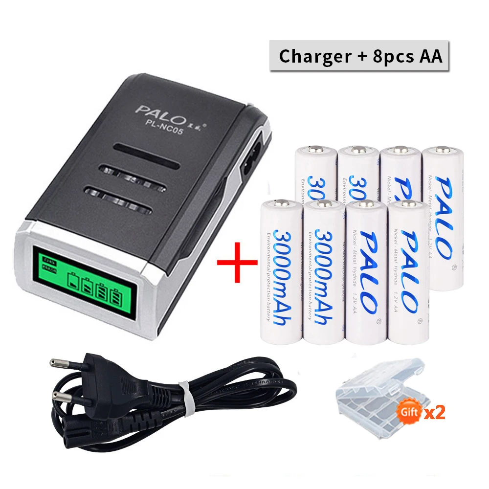 8pcs 1.2V AA NI-MH 3000mAh rechargeable battery 2A nimh ni mh battery + smart fast charge LCD screen display charger for AA AAA
8pcs 1.2V AA NI-MH 3000mAh rechargeable battery 2A nimh ni mh battery + smart fast charge LCD screen display charger for AA AAA
