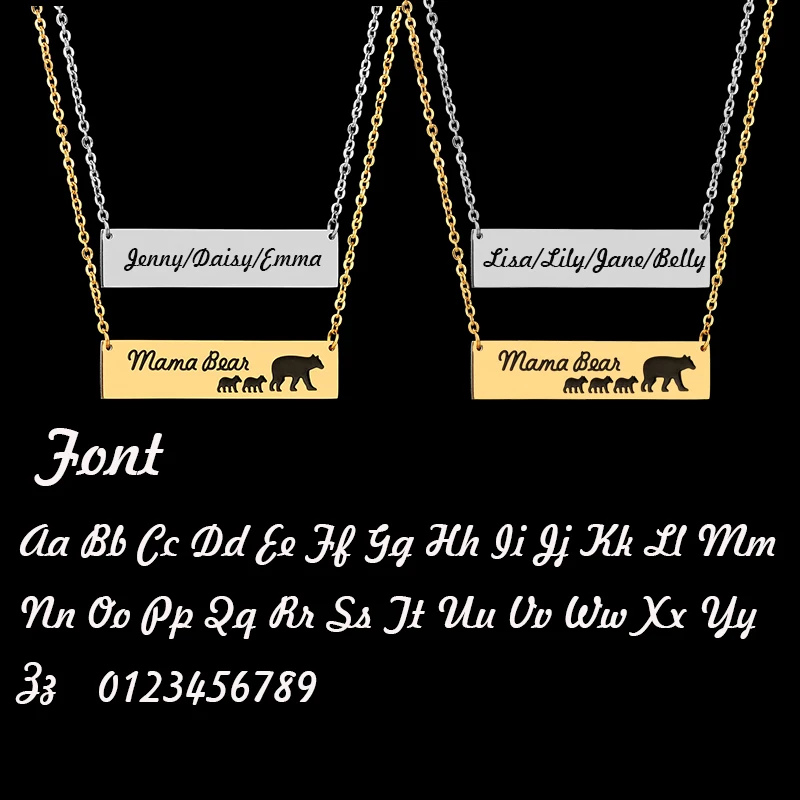 Auxauxme Custom mama bear Charms Family Necklace Stainless Steel Engrave Name Women Necklaces for mom kids Birthday Gifts
Auxauxme Custom mama bear Charms Family Necklace Stainless Steel Engrave Name Women Necklaces for mom kids Birthday Gifts