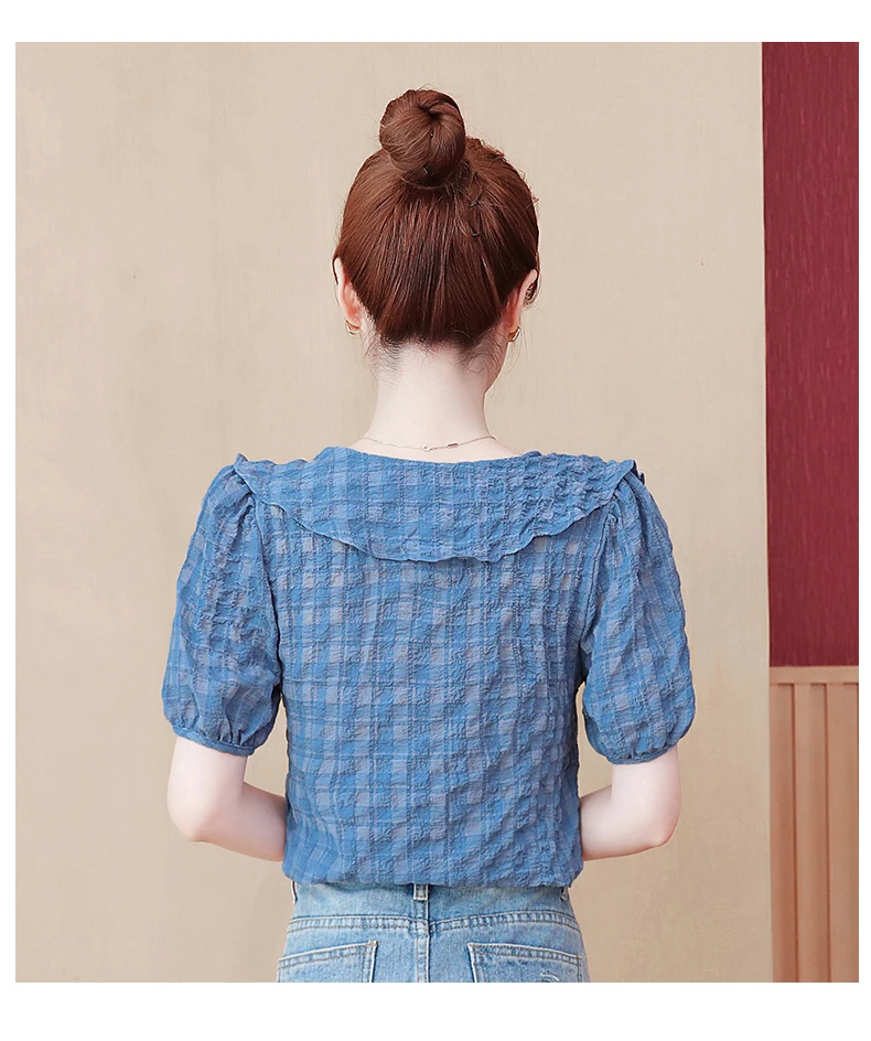 Houthion New Short-sleeved Blouse Lotus Leaf Collar Shirt Summer Plus Size Chiffon Dropshipping Solid Color CasualFashion Tops
Houthion New Short-sleeved Blouse Lotus Leaf Collar Shirt Summer Plus Size Chiffon Dropshipping Solid Color CasualFashion Tops