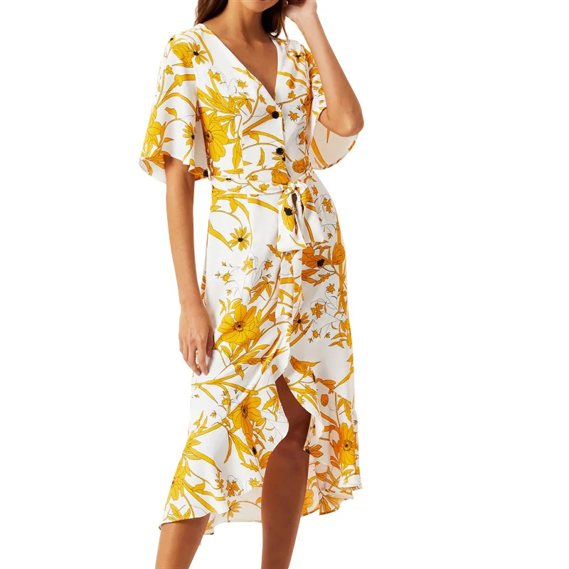 Women Summer Beach Maxi Dress Floral V-Neck Ruffles Wrap Casual Split Sexy Party Dress High Waist Bandage Clothing Vestido Rz*
Women Summer Beach Maxi Dress Floral V-Neck Ruffles Wrap Casual Split Sexy Party Dress High Waist Bandage Clothing Vestido Rz*