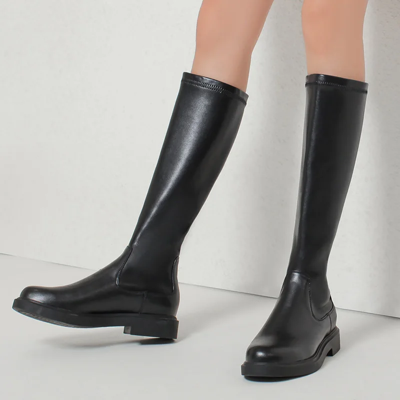 Women Strech Knee High Boots 2021 Autumn New Fashion Solid Round Toe Pu Leather Slip on 3cm Low Heel Black Shoes Plus Size 42 43
Women Strech Knee High Boots 2021 Autumn New Fashion Solid Round Toe Pu Leather Slip on 3cm Low Heel Black Shoes Plus Size 42 43