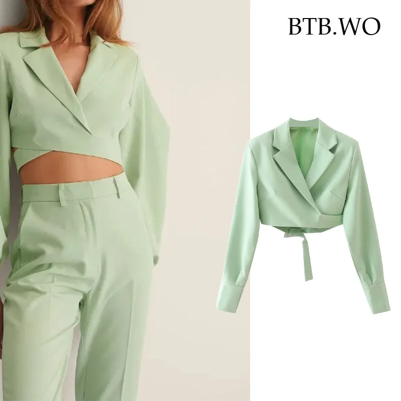 BTB.WO Za 2021 Women Fashion Cropped Blazer Coat Vintage Long Sleeve Hidden Breasted Female Outerwear Chic Veste Femme
BTB.WO Za 2021 Women Fashion Cropped Blazer Coat Vintage Long Sleeve Hidden Breasted Female Outerwear Chic Veste Femme
