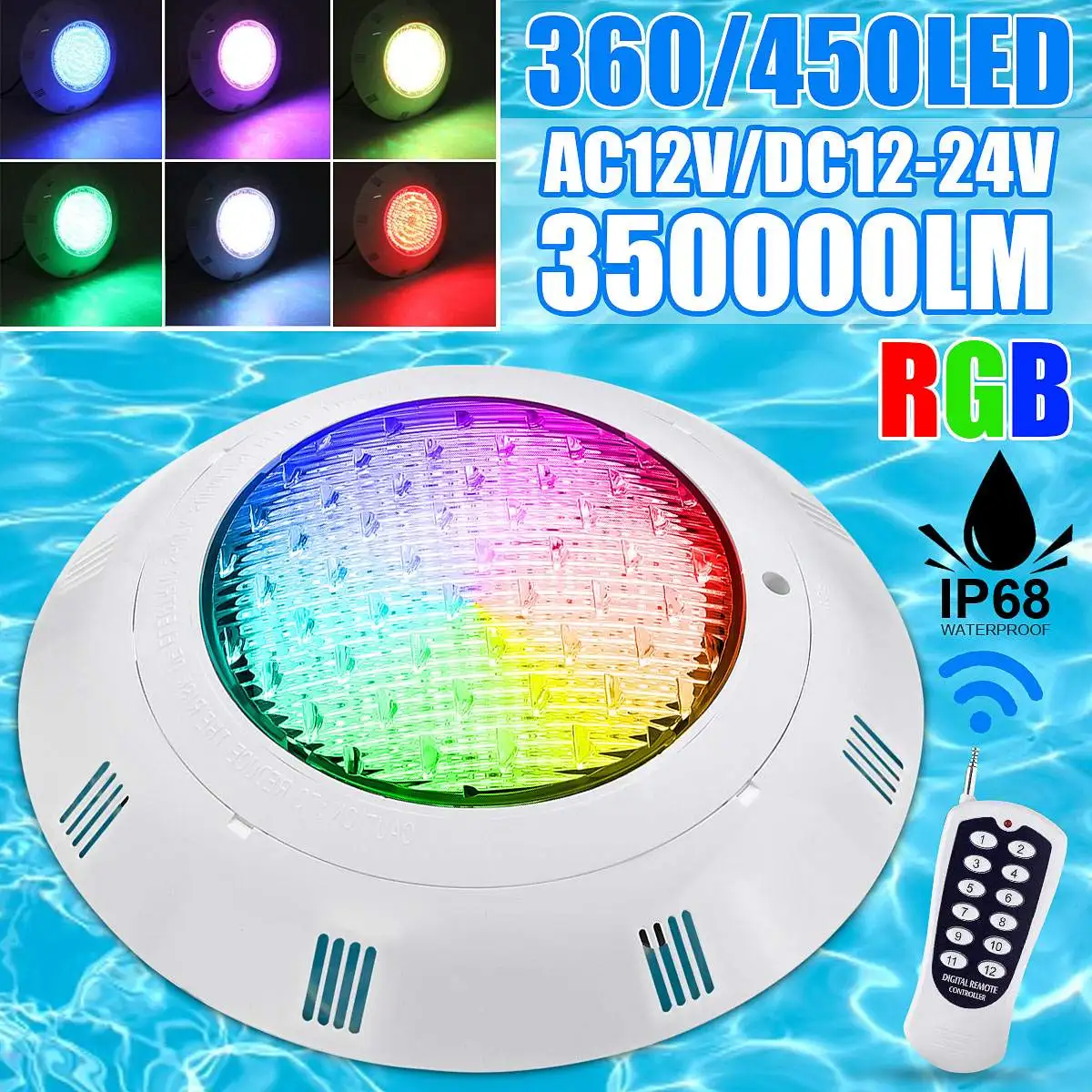 35W RGB Led Swimming Pool Light 360LED IP68 Waterproof 360 LEDs Outdoor RGB UnderWater Light Pond Led Piscina Luz Spotlight
35W RGB Led Swimming Pool Light 360LED IP68 Waterproof 360 LEDs Outdoor RGB UnderWater Light Pond Led Piscina Luz Spotlight