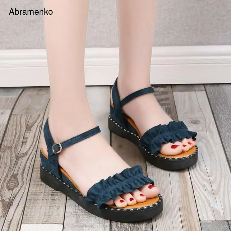 Wedges Platform Gladiator Sandals Buckle Suede Shoes For Woman Summer Casual Shoes Lotus leaf Woman Peep Toe Flip Flops Slipper
Wedges Platform Gladiator Sandals Buckle Suede Shoes For Woman Summer Casual Shoes Lotus leaf Woman Peep Toe Flip Flops Slipper