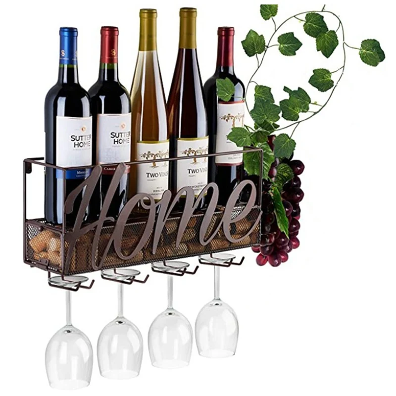 16.5*8.5*4.5inch 4 Built-in Wine Glass Holders Metal Wall Mounted Wine Rack Bottle Champagne Shelf
16.5*8.5*4.5inch 4 Built-in Wine Glass Holders Metal Wall Mounted Wine Rack Bottle Champagne Shelf