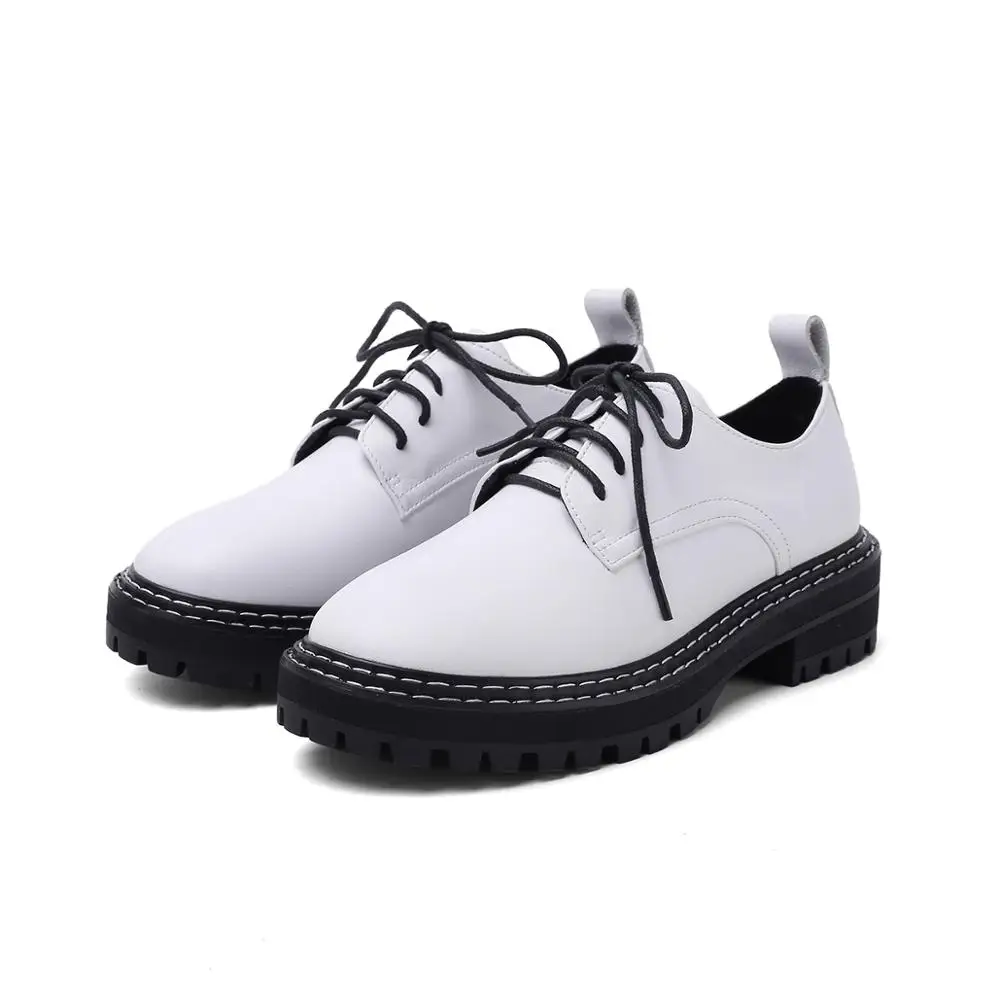 Osunlina Woman's Flats Low Heels Thick Bottom Platform Round Toe Oxfords Lace Up Cow Leather Handmade Casual Lady Shoes A330
Osunlina Woman's Flats Low Heels Thick Bottom Platform Round Toe Oxfords Lace Up Cow Leather Handmade Casual Lady Shoes A330
