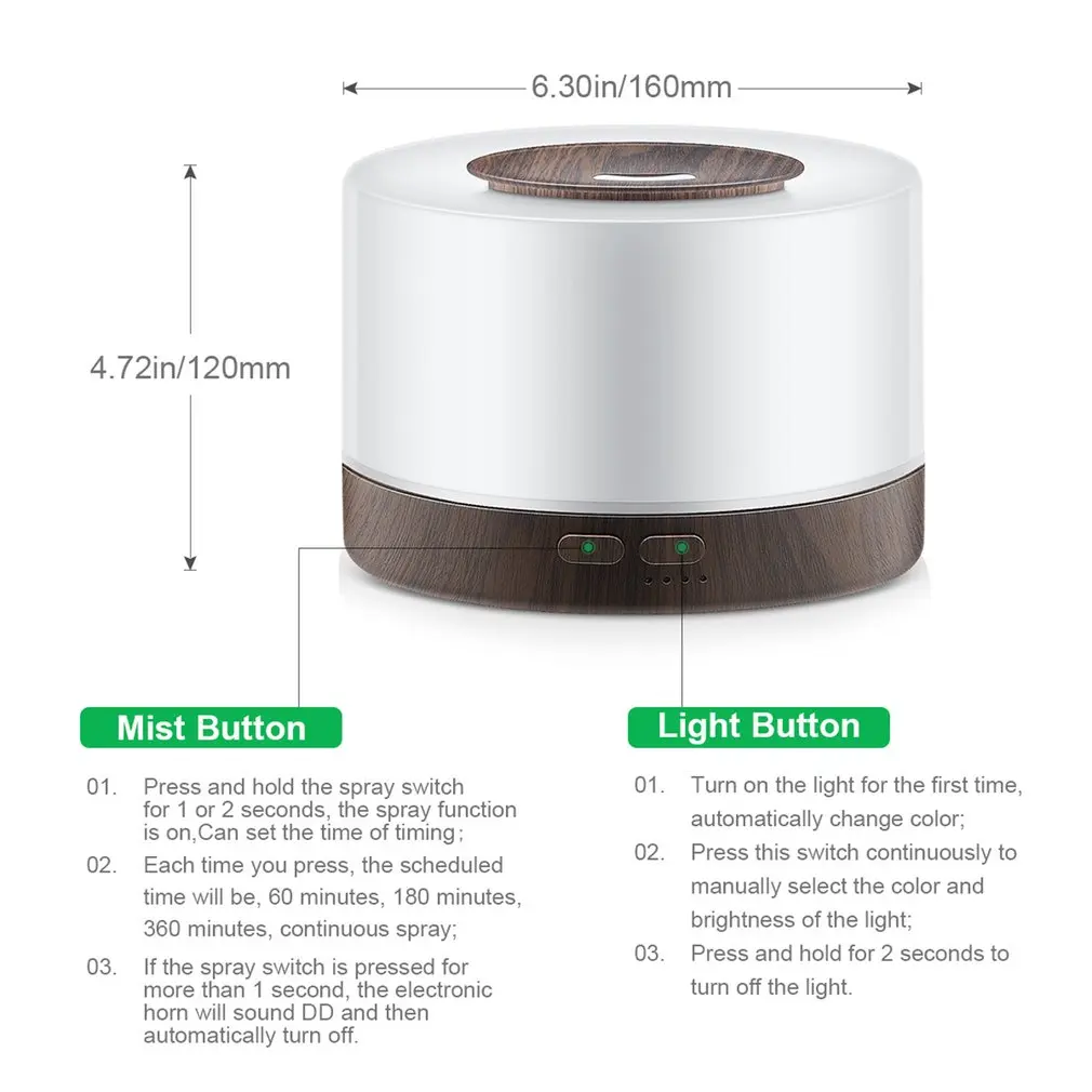 Colorful Remote Control Night Light Aromatherapy Humidifier Deep Wood Grain 700ml Water Capacity Humidifier
Colorful Remote Control Night Light Aromatherapy Humidifier Deep Wood Grain 700ml Water Capacity Humidifier