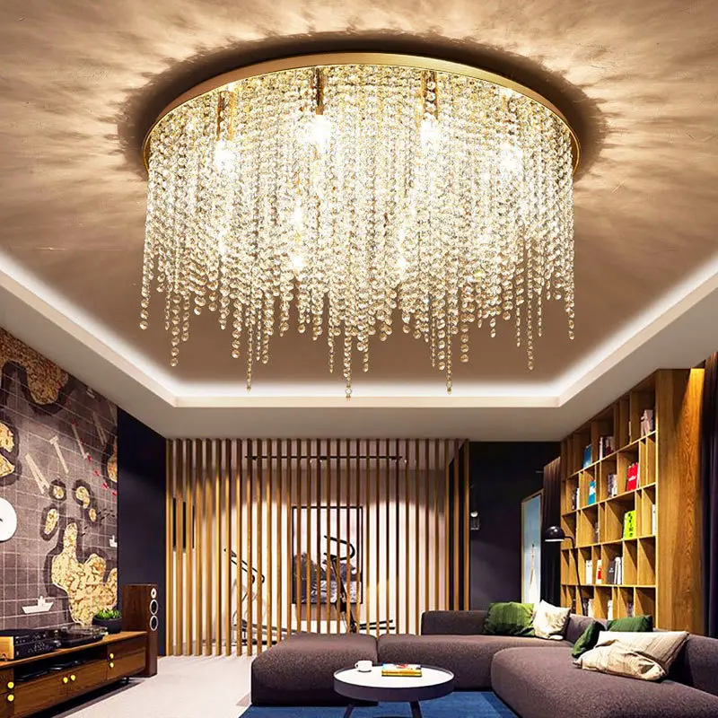 Modern Round Steel Gold Led Ceiling Lights K9 Crystal Tassel Ceiling Lamp Foyer Deco Indoor Lighting Led Mounted Lamp Fixtures
Modern Round Steel Gold Led Ceiling Lights K9 Crystal Tassel Ceiling Lamp Foyer Deco Indoor Lighting Led Mounted Lamp Fixtures