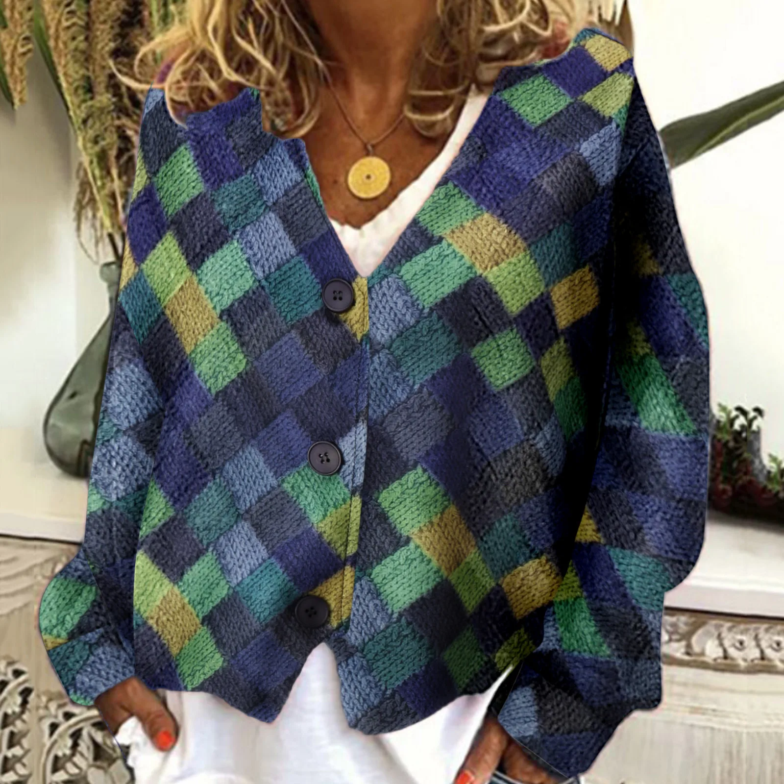 Korean Fashion Harajuku Plaid Print Winter Women's Sweater Single Breasted Long Sleeved Cardigan Loose V Neck Knitted Coat 4
Korean Fashion Harajuku Plaid Print Winter Women's Sweater Single Breasted Long Sleeved Cardigan Loose V Neck Knitted Coat 4