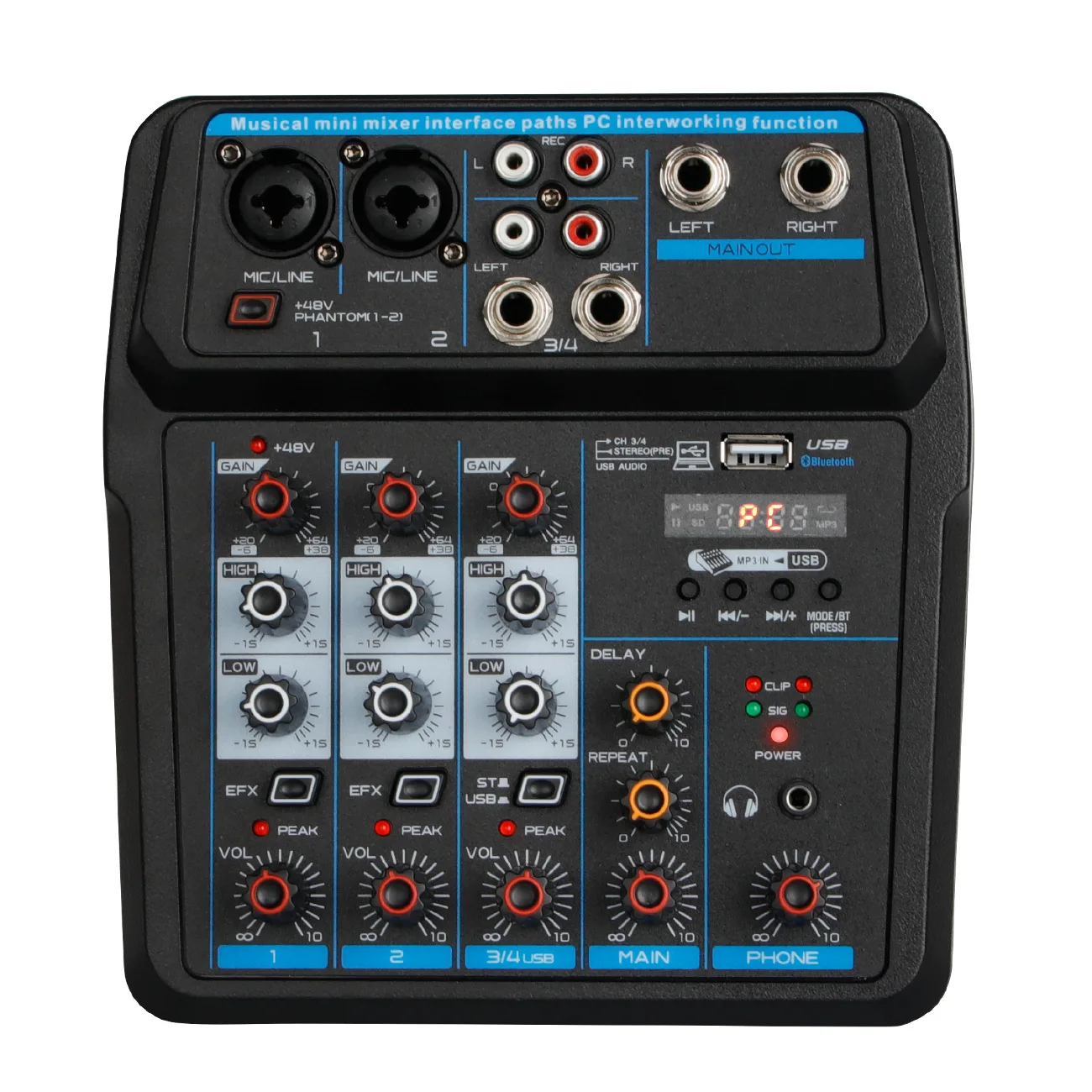 LEEDOAR 4-channel Professional Portable A4 Mixer Sound Card Mixing Console Computer Live Input 48v Power Model Number PK TEYUN
LEEDOAR 4-channel Professional Portable A4 Mixer Sound Card Mixing Console Computer Live Input 48v Power Model Number PK TEYUN