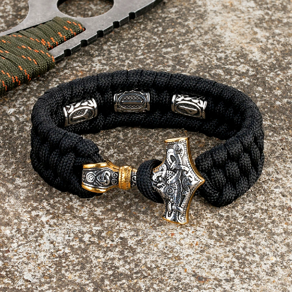 MKENDN Thor's Hammer Viking Bracelet Mjolnir Scandinavian Runes Amulet Beads Survival Bracelets Men Women Handmade Amulet Jewel
MKENDN Thor's Hammer Viking Bracelet Mjolnir Scandinavian Runes Amulet Beads Survival Bracelets Men Women Handmade Amulet Jewel