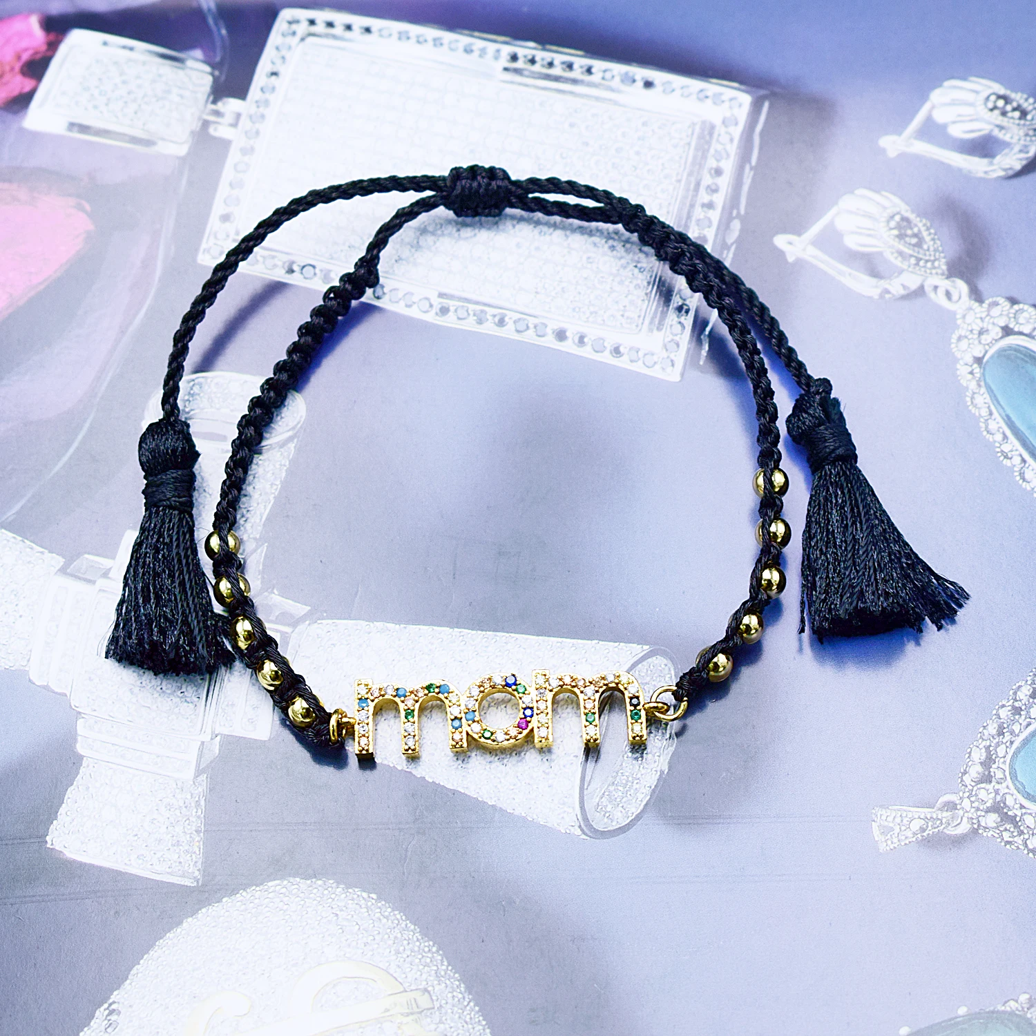 Mother's Day Gift Letter MOM Luxury Rainbow CZ Zircon Bracelet Stainless Steel Bead Bangles Tassel Woven Lady Jewelry Gift
Mother's Day Gift Letter MOM Luxury Rainbow CZ Zircon Bracelet Stainless Steel Bead Bangles Tassel Woven Lady Jewelry Gift