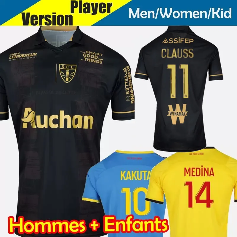 

21/22 RC Lens Maillot de Foot Soccer Jersey Saint Barbe Special Black SEKO FOFANA KAKUTA 2021 2022 Child Football Shirt Men Kids