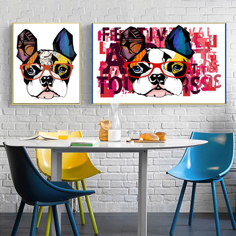 

Colorful Cartoon Animal Poster Dog Labrador Retriever Canvas Art Print Pictures Abstract Oil Painting Funny Pictures Home Decor
