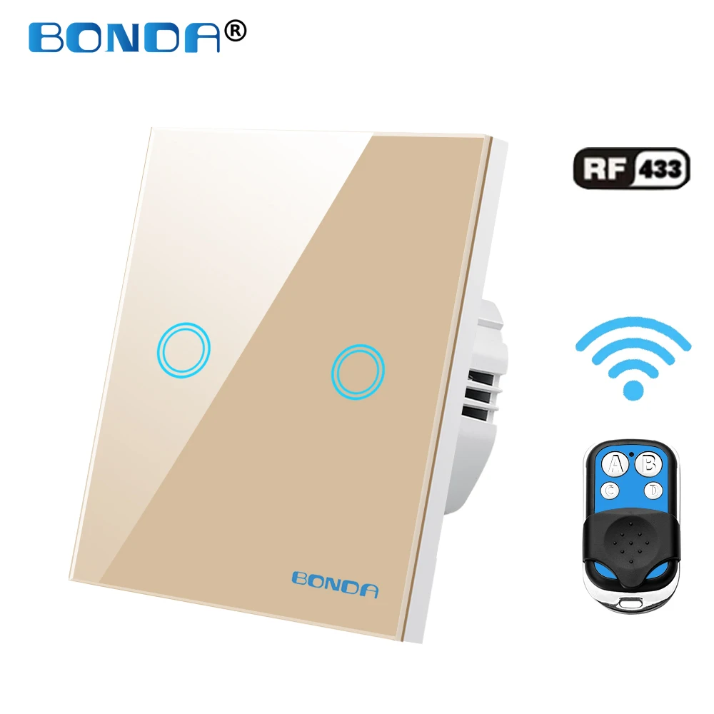 RF433 Wall Light Switch Remote Control Wireless Crystal Glass Panel EU Standard Touch Switches 220 V with Battery Smart Home
RF433 Wall Light Switch Remote Control Wireless Crystal Glass Panel EU Standard Touch Switches 220 V with Battery Smart Home