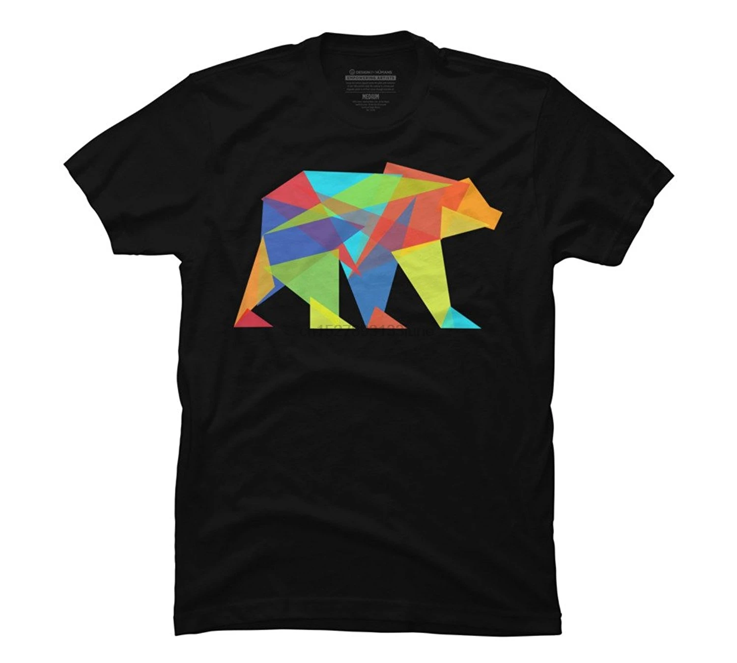Дизайнерская мужская футболка с геометрическим рисунком медведя летняя