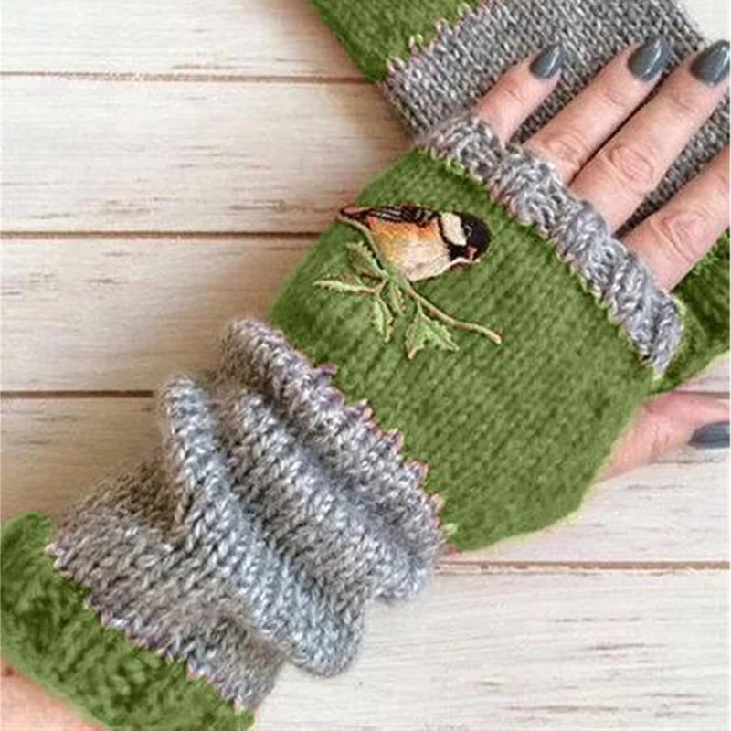 Embroidery Birds Gloves Cotton Fingerless Glove for Women Knitted Block Splice Mittens Womens Girls Gloves Without Fingers
Embroidery Birds Gloves Cotton Fingerless Glove for Women Knitted Block Splice Mittens Womens Girls Gloves Without Fingers