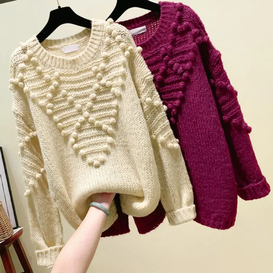 Loose sweater women 2021 new o-neck autumn winter sweet thickening knitted top pullovers
Loose sweater women 2021 new o-neck autumn winter sweet thickening knitted top pullovers