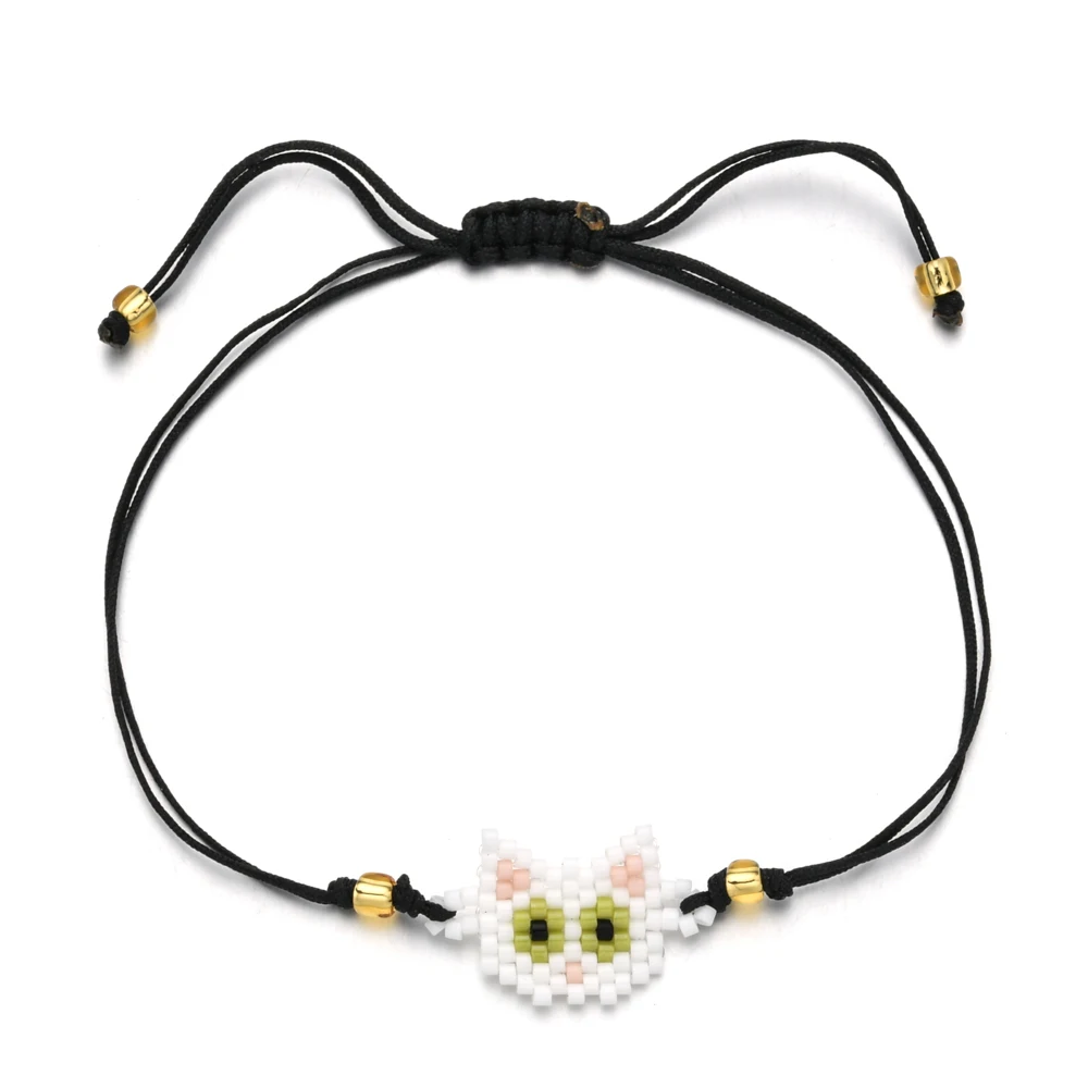 Модный браслет MIYUKI, милый браслет с котом, сделай сам, черная цепочка из веревки, бусы ручной работы, тканый подарок ювелирной дружбы 
Модный браслет MIYUKI, милый браслет с котом, сделай сам, черная цепочка из веревки, бусы ручной работы, тканый подарок ювелирной дружбы