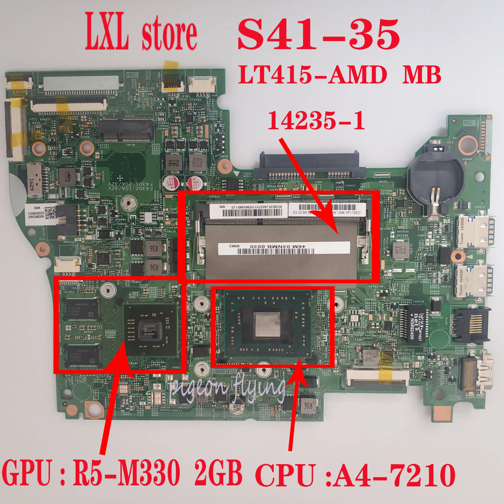 Новый 14235 1 для lenovo S41 35 Материнская плата ноутбука 80JW Процессор: A4 7210 GPU: R5 330M 2 Гб DDR3L