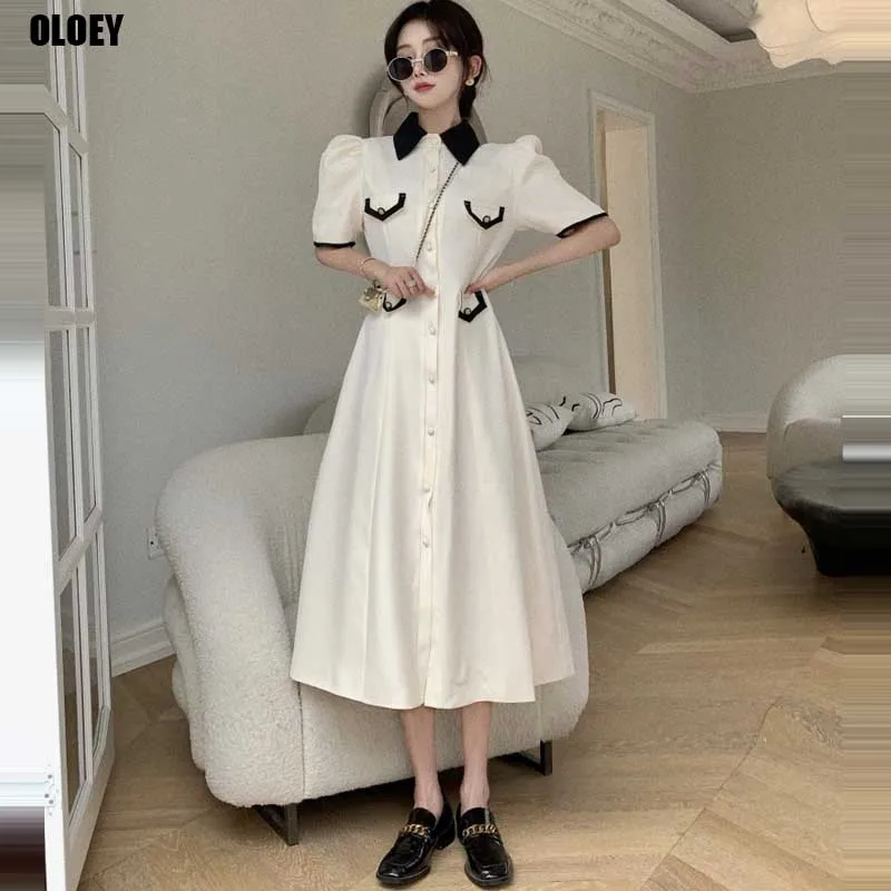 French Vintage Elegant Summer Office Dress 2021 New Korean Ladies Fashion Dresses One-Piece For Women Single-Breasted Slim Dress
French Vintage Elegant Summer Office Dress 2021 New Korean Ladies Fashion Dresses One-Piece For Women Single-Breasted Slim Dress