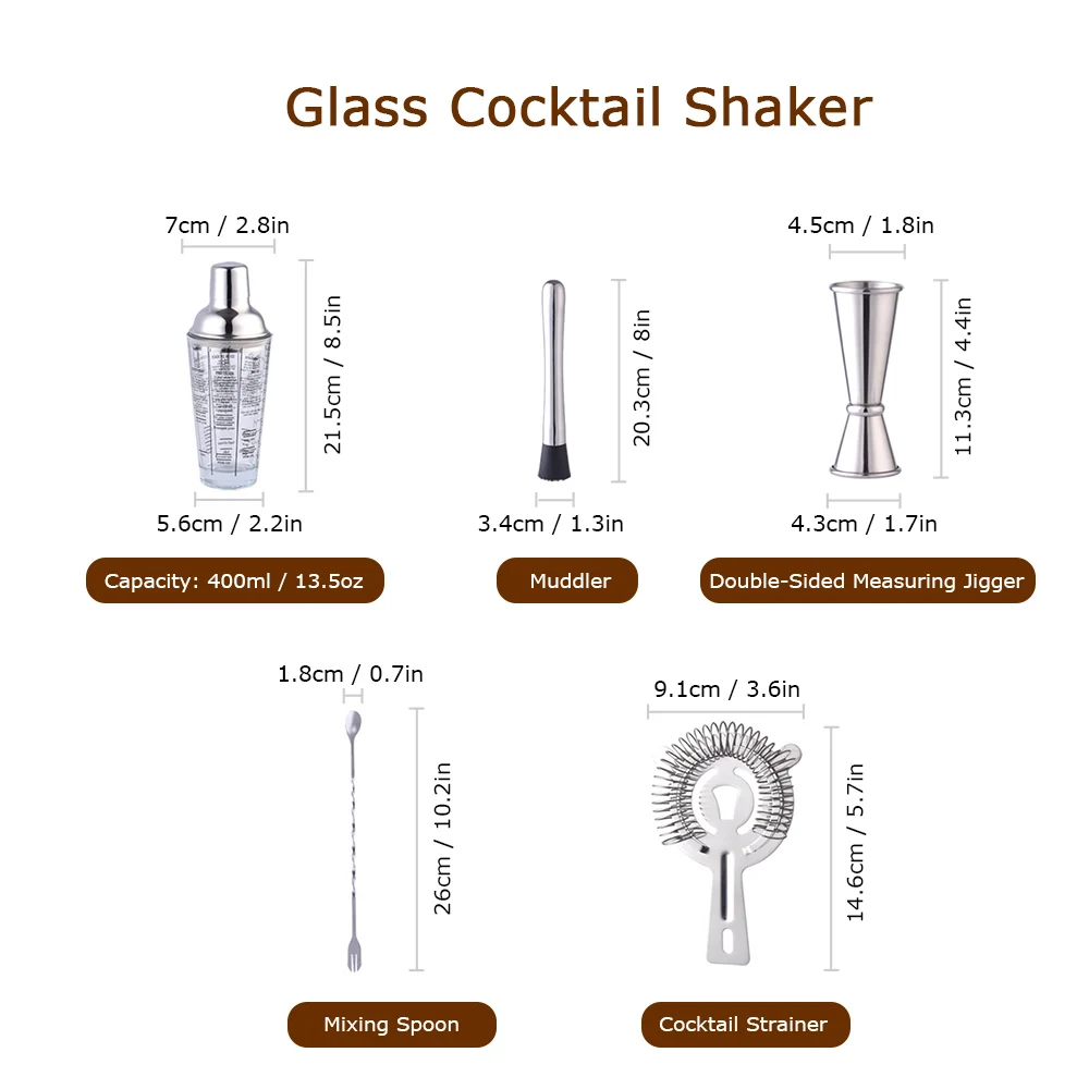 17PCS Stainless Steel Cocktail Shaker Set with Acrylic Stand 13.5oz Shaker Cocktail Mixology Kit with Bartender Shaker Strainer
17PCS Stainless Steel Cocktail Shaker Set with Acrylic Stand 13.5oz Shaker Cocktail Mixology Kit with Bartender Shaker Strainer