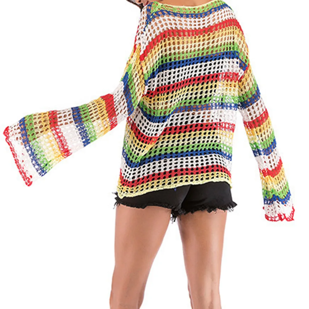 Woman Sweater Spring Autumn 2020 Long Sleeve Hollow Sweater Flare Sleeve Jumper Femme Elasticity Pullovers Pull Femme 
Woman Sweater Spring Autumn 2020 Long Sleeve Hollow Sweater Flare Sleeve Jumper Femme Elasticity Pullovers Pull Femme