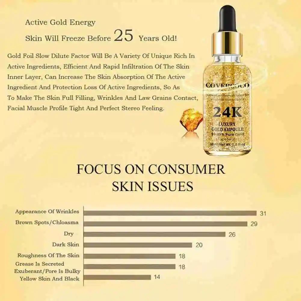 24K Gold Essence Face Serum Hyaluronic Acid Serum Moisturizer Essence Anti Aging Anti Wrinkle Whitening Day Creams
24K Gold Essence Face Serum Hyaluronic Acid Serum Moisturizer Essence Anti Aging Anti Wrinkle Whitening Day Creams