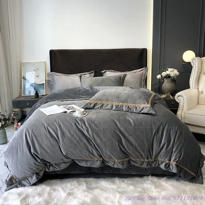 1.8m King Bedding Set 4pcs Autumn winter thick carved velvet simple solid color duvet cover warm coral velvet bedding Gray Blue
1.8m King Bedding Set 4pcs Autumn winter thick carved velvet simple solid color duvet cover warm coral velvet bedding Gray Blue