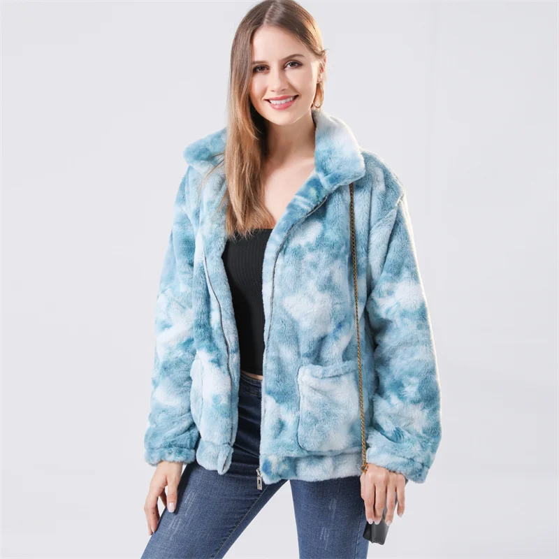Winter Contrast Women Ladies Jacket Tie Dye Long Sleeve Plush Women's Net Hooded Warm Clothes Thickened Outer Coat
Winter Contrast Women Ladies Jacket Tie Dye Long Sleeve Plush Women's Net Hooded Warm Clothes Thickened Outer Coat