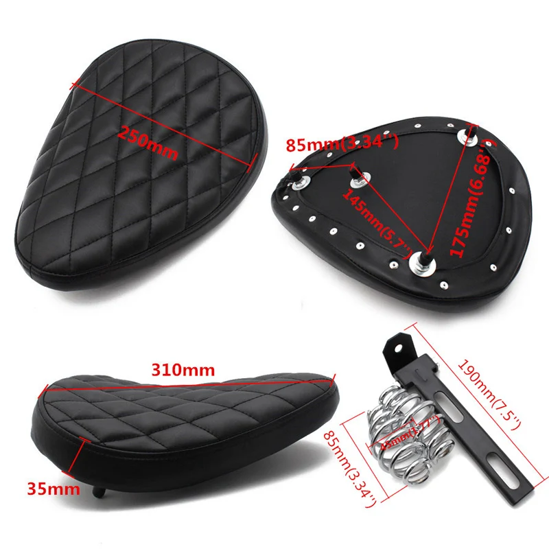 Motorcycle Retro Old School Black PU Leather Solo Seat+Silver Spring Swivel Bracket for Harley Chopper Cafe Racer Saddle Seat
Motorcycle Retro Old School Black PU Leather Solo Seat+Silver Spring Swivel Bracket for Harley Chopper Cafe Racer Saddle Seat