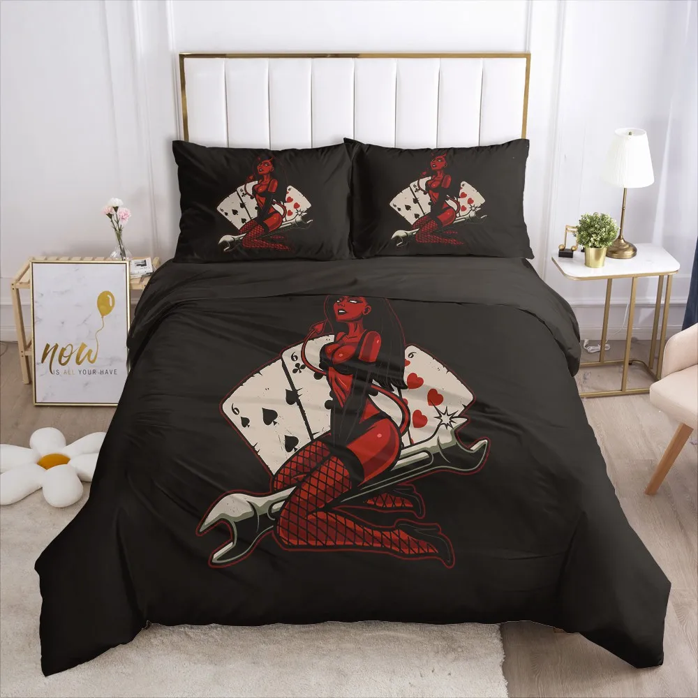 Sexy Demon Girl on Wrench 3D Quilt Cover Set Bedding Set Quilt Quilt Cover Pillow Case Retro Cool Girl Bedding Set
Sexy Demon Girl on Wrench 3D Quilt Cover Set Bedding Set Quilt Quilt Cover Pillow Case Retro Cool Girl Bedding Set