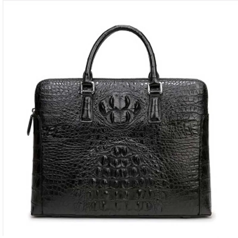 

weitasi new arrival Crocodile Leather man bag handbag business men briefcase fashion big bag men tote bags Black