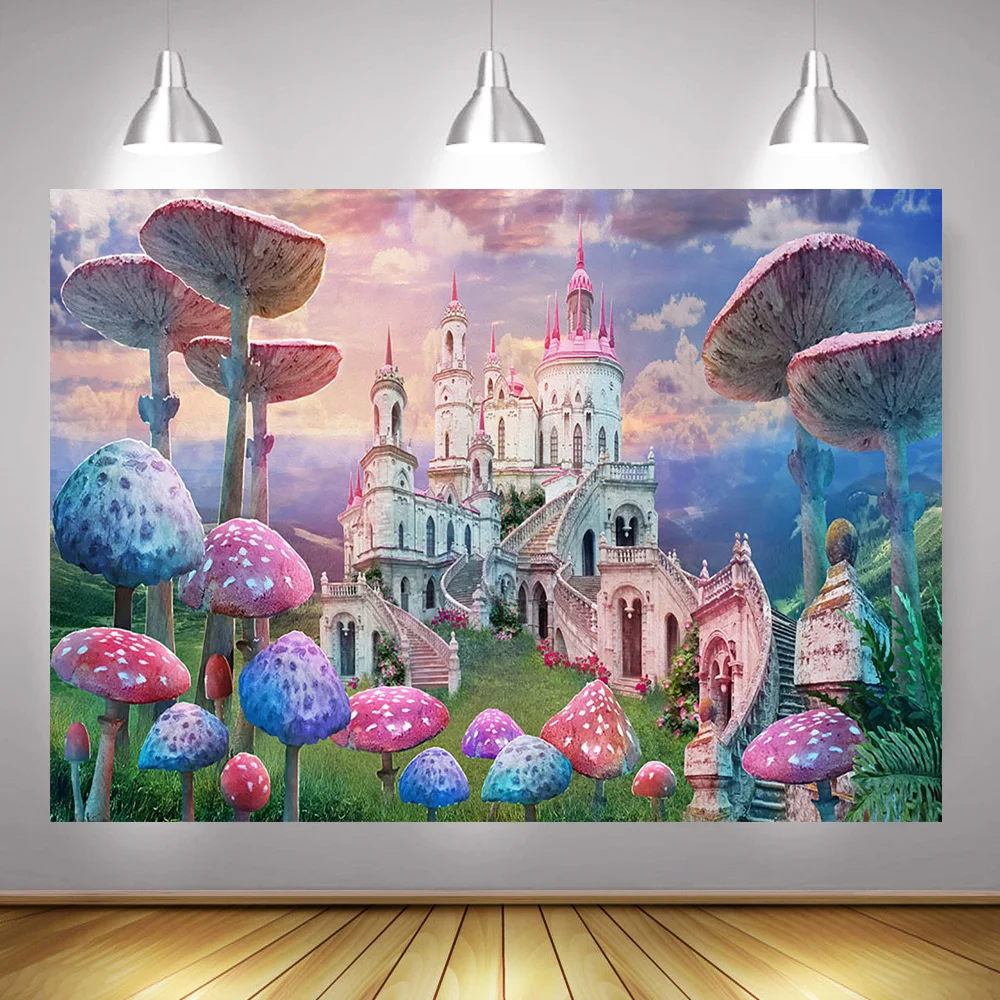 Fairy Castle Mushroom Photography Backdrop for Photo Studio Wonderland Sweet Girl Birthday Background Newborn Kids Portrait 
Fairy Castle Mushroom Photography Backdrop for Photo Studio Wonderland Sweet Girl Birthday Background Newborn Kids Portrait