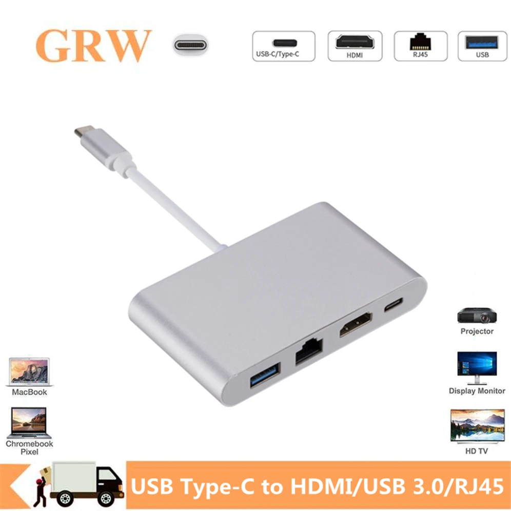 Адаптер-концентратор GRWIBEOU USB C на HDMI 4K + RJ45 Gigabit Ethernet + USB 3,0 Type C
Адаптер-концентратор GRWIBEOU USB C на HDMI 4K + RJ45 Gigabit Ethernet + USB 3,0 Type C