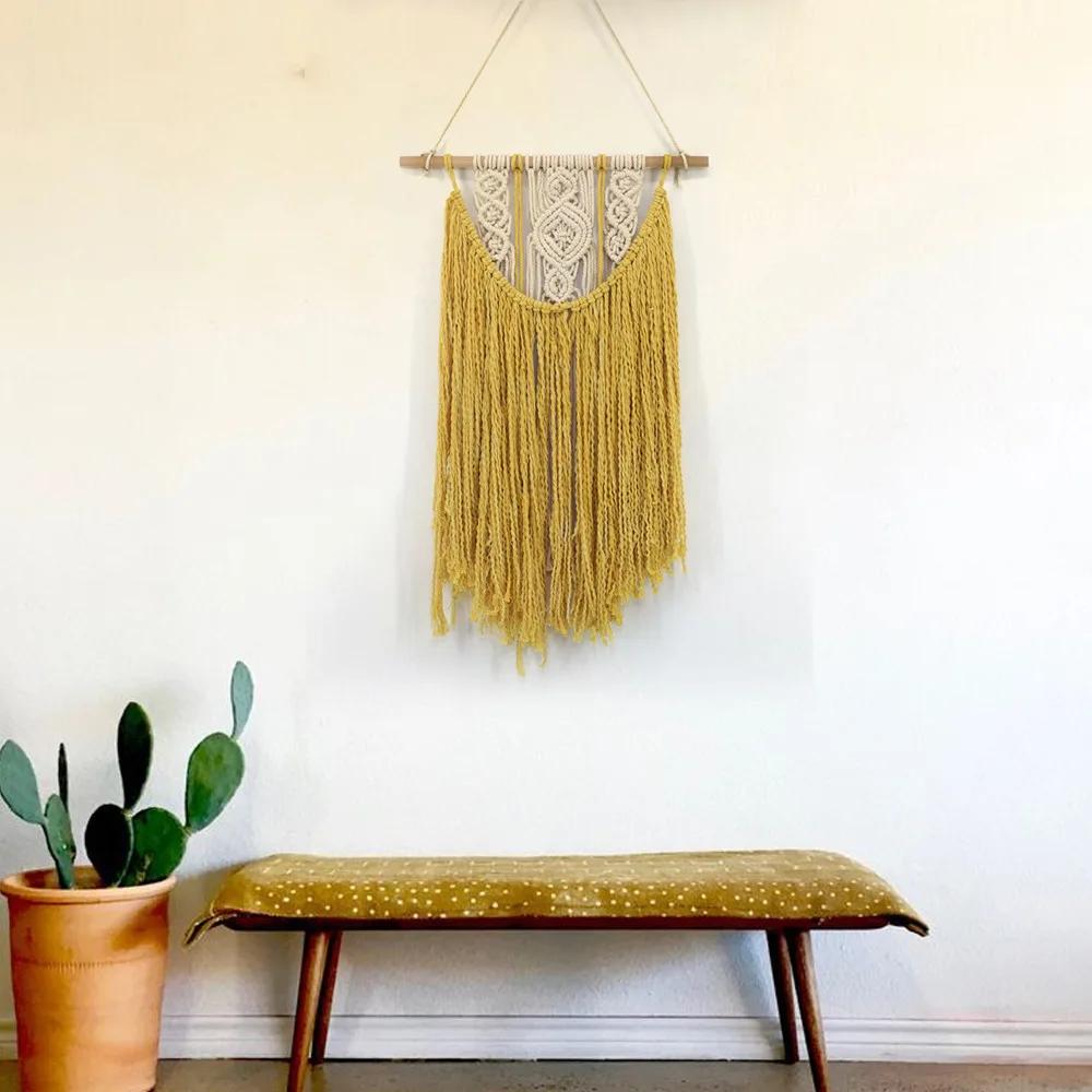 Home Decor Tapestry Macrame Yellow Wall Hanging Living Room Background Ohemian Style Hand Knitting Chic Ornaments
Home Decor Tapestry Macrame Yellow Wall Hanging Living Room Background Ohemian Style Hand Knitting Chic Ornaments