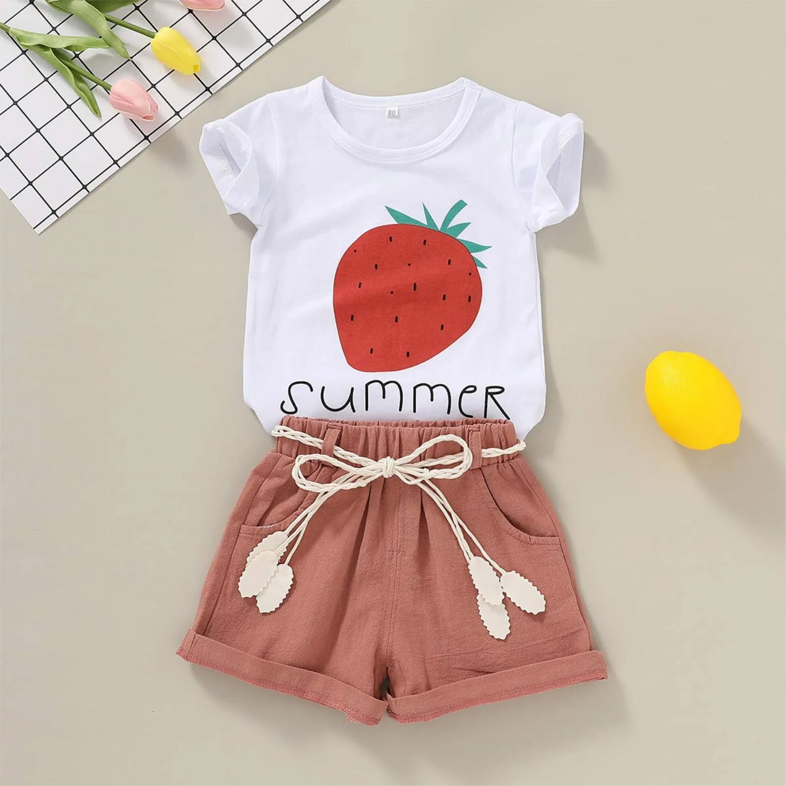 Kids Toddler Baby Girls Clothes Sets Summer Strawberry Letter T Shirt Tops+belt Cute Solid Color Shorts Girl Outfits 0-4 Years
Kids Toddler Baby Girls Clothes Sets Summer Strawberry Letter T Shirt Tops+belt Cute Solid Color Shorts Girl Outfits 0-4 Years
