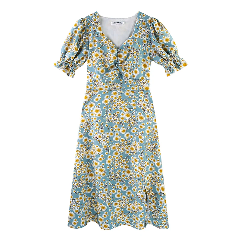 FINEWORDS V Neck Floral Short Sleeve Dress Summer Vintage Korean Dress Elegant A Line Party Chiffon Printed Beach Midi Dresses
FINEWORDS V Neck Floral Short Sleeve Dress Summer Vintage Korean Dress Elegant A Line Party Chiffon Printed Beach Midi Dresses