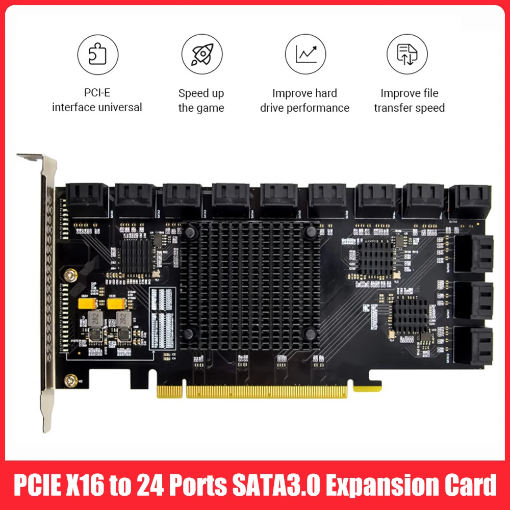 SATA PCI-E Adapter ST588 PCI-E X16 to 24-port SATA-III Port Multiplier Server-level ASM1166 Chip Expansion Card Controller
SATA PCI-E Adapter ST588 PCI-E X16 to 24-port SATA-III Port Multiplier Server-level ASM1166 Chip Expansion Card Controller